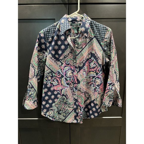 Lauren Ralph Lauren Tops - Lauren Ralph Lauren Multi Colored Paisley Print Blouse Long Sleeve No Iron XS